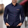 Men's Casual Shirt Pocket Stitching Long Sleeve Shirt 99472976X sold by Manly