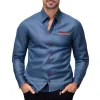 Men's Casual Shirt Pocket Stitching Long Sleeve Shirt 99472976X sold by Manly