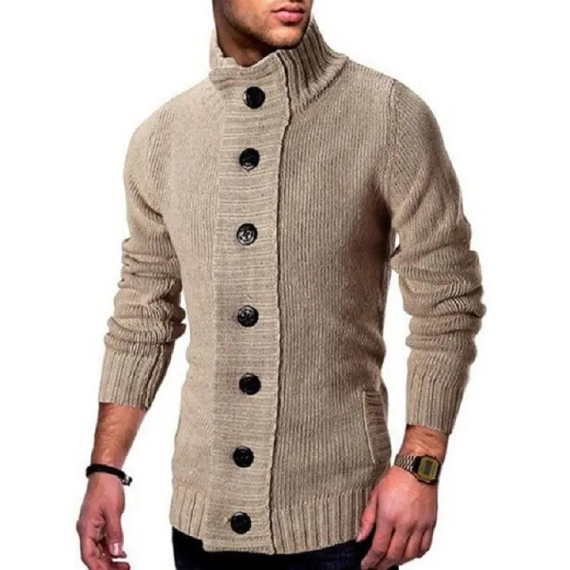 Men's Casual Stand Collar Single Breasted Knit Cardigan 67169967M sold by Manly