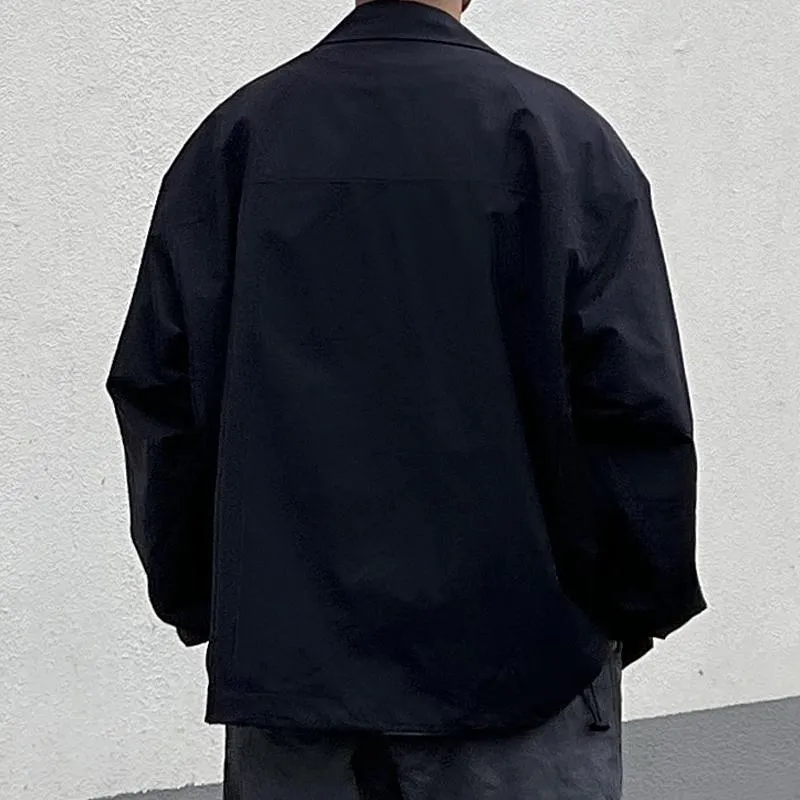 Men's Solid Color Loose Multi-pocket Lapel Single Breasted Jacket 46495876Z sold by Manly product image thumbnail 4