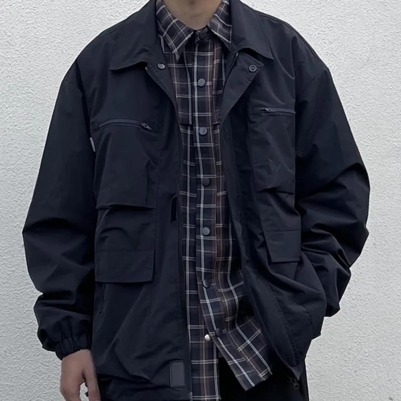 Men's Solid Color Loose Multi-pocket Lapel Single Breasted Jacket 46495876Z sold by Manly product image thumbnail 3