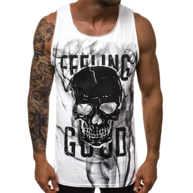 Men's Skull Digital Print Racerback Tank Top 57787682X sold by Manly