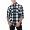 Men's Casual Flannel Check Double Breast Pocket Long Sleeve Shirt 40632384Y sold by Manly
