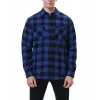 Men's Casual Flannel Check Double Breast Pocket Long Sleeve Shirt 40632384Y sold by Manly