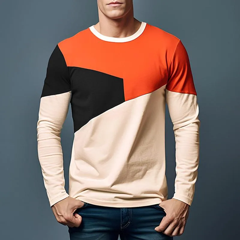 Men's Colorblock Round Neck Long Sleeve T-shirt 10812295Z sold by Manly product image thumbnail 2