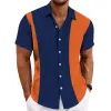 Men's Retro Casual Colorblock Simple Short Sleeve Shirt 28091002TO sold by Manly