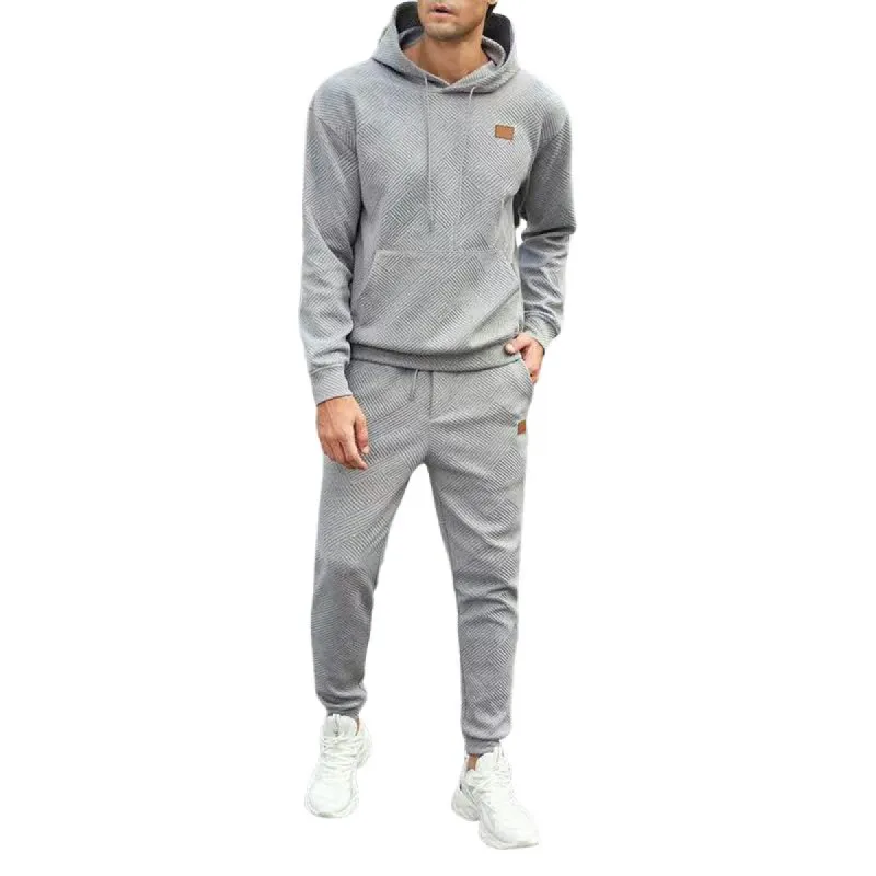 Men's Solid Color Long Sleeve Hoodie Trousers Sports Casual Set 35755354Z sold by Manly