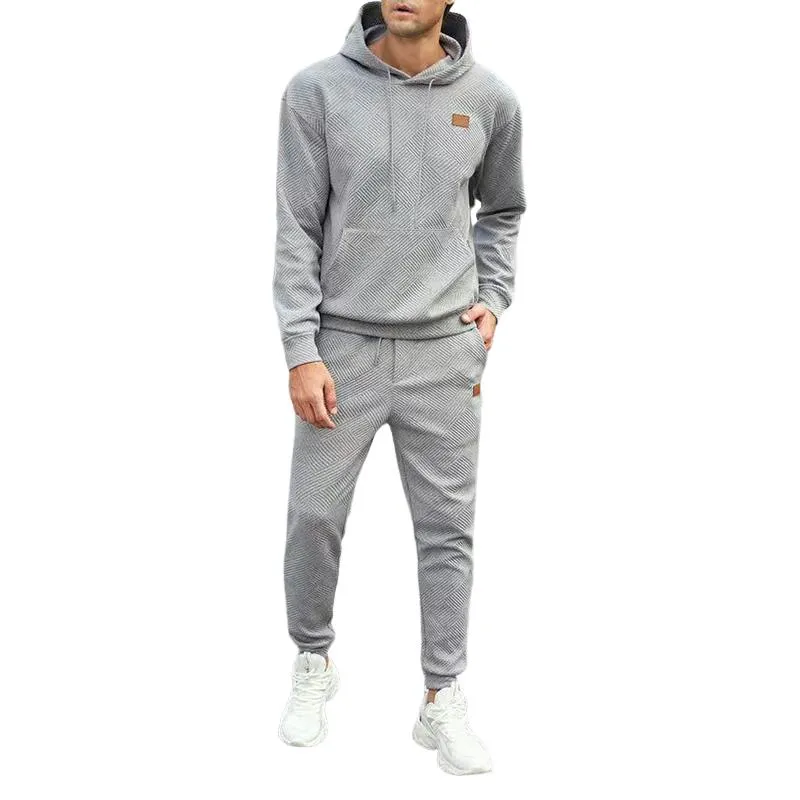 Men's Solid Color Long Sleeve Hoodie Trousers Sports Casual Set 35755354Z sold by Manly