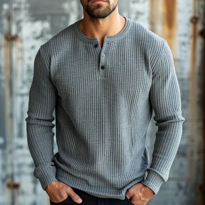 Men's Casual Striped Henley Collar Slim Fit Long Sleeve T-Shirt 56080729M sold by Manly product image thumbnail 3