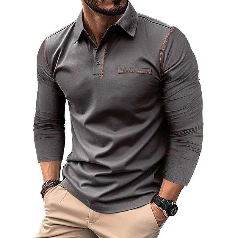 Men's Casual Lapel Slim Fit Long Sleeve Polo Shirt 94947703M sold by Manly product image thumbnail 5