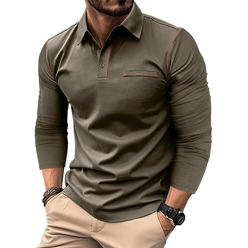 Men's Casual Lapel Slim Fit Long Sleeve Polo Shirt 94947703M sold by Manly product image thumbnail 3