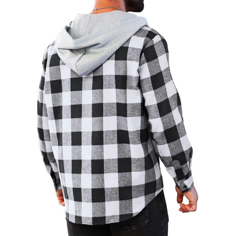 Men's Loose Plaid Casual Hooded Jacket 26090448X sold by Manly product image thumbnail 5