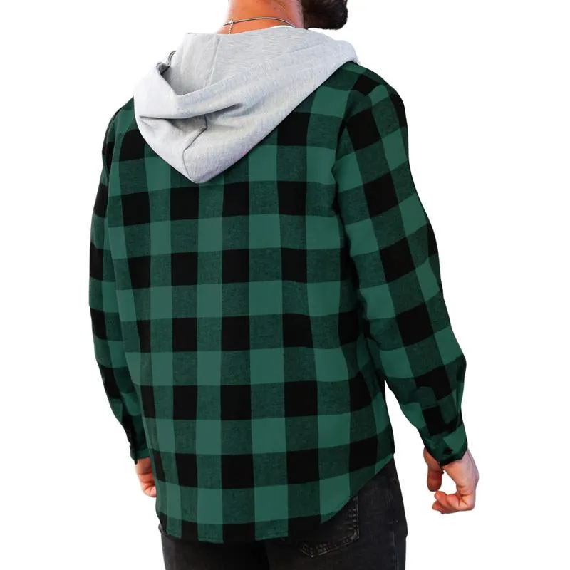 Men's Loose Plaid Casual Hooded Jacket 26090448X sold by Manly product image thumbnail 4