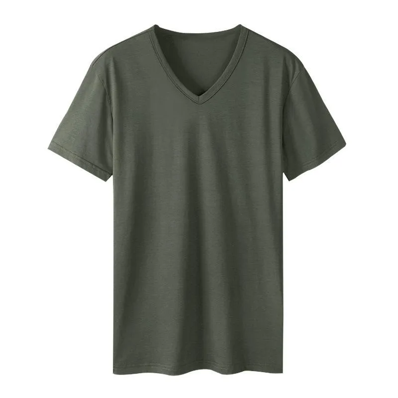 Men's V-neck Casual Solid Color Short-sleeved T-shirt 80649117X sold by Manly