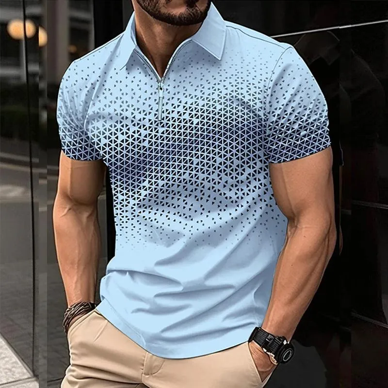 Men's Casual Print Zipper Short Sleeve POLO Shirt 76060962Y sold by Manly product image thumbnail 3