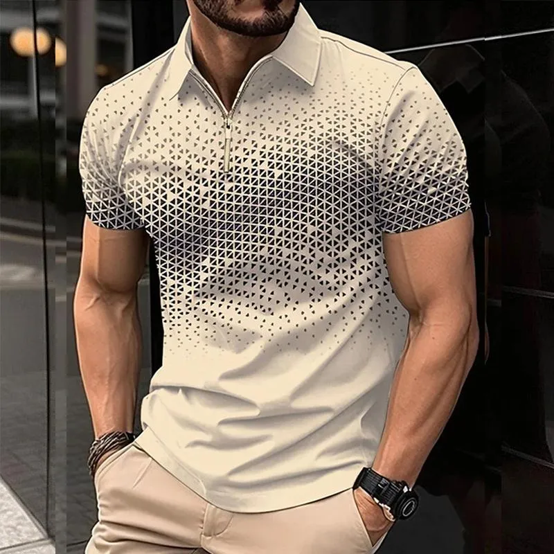 Men's Casual Print Zipper Short Sleeve POLO Shirt 76060962Y sold by Manly product image thumbnail 4