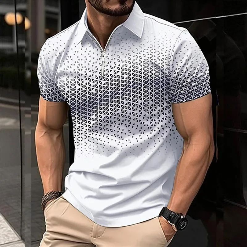 Men's Casual Print Zipper Short Sleeve POLO Shirt 76060962Y sold by Manly product image thumbnail 2