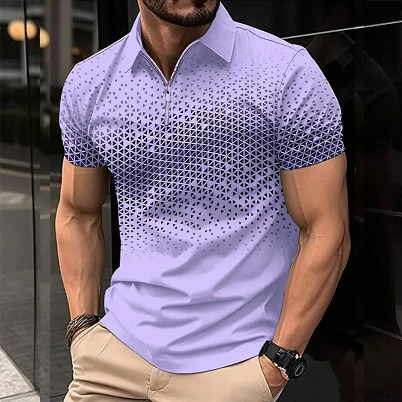 Men's Casual Print Zipper Short Sleeve POLO Shirt 76060962Y sold by Manly product image thumbnail 5