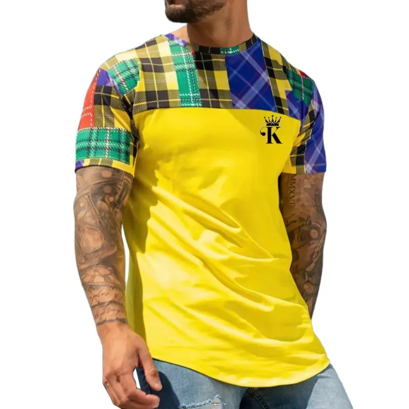 Men's Casual Plaid King Short Sleeve T-Shirt 48584057TO sold by Manly