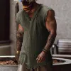 Men's Loose Casual Cotton Fray Tank Top 65850471M sold by Manly