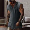 Men's Loose Casual Cotton Fray Tank Top 65850471M sold by Manly