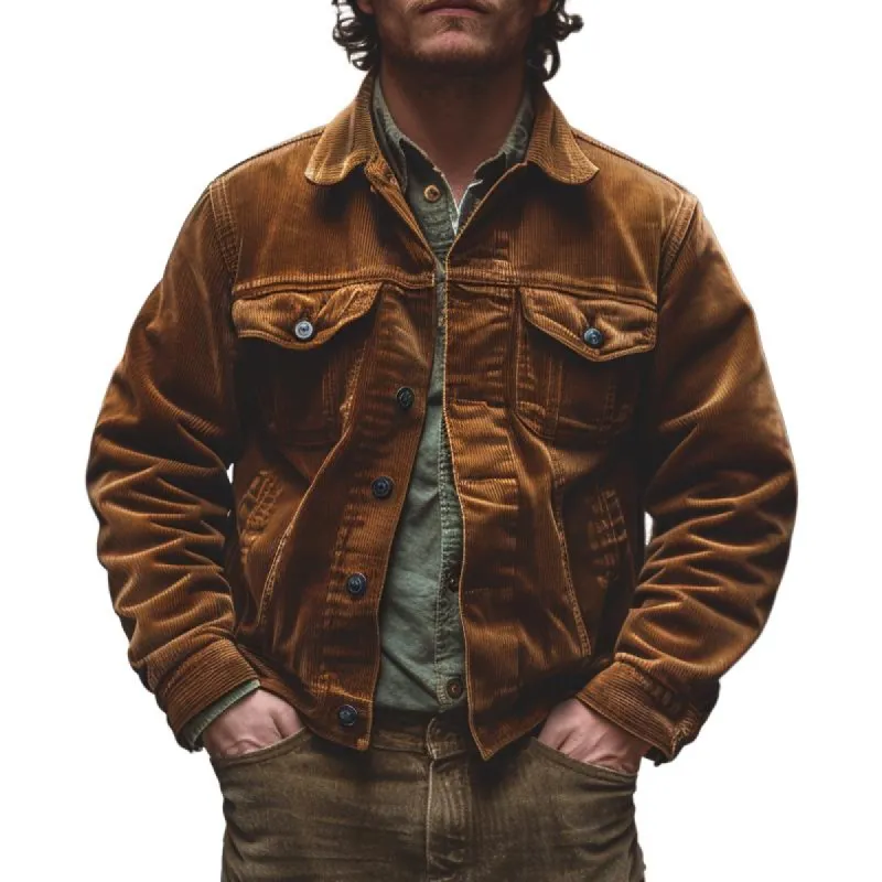 Men's Solid Vintage Corduroy Single Breasted Jacket 90403592X sold by Manly