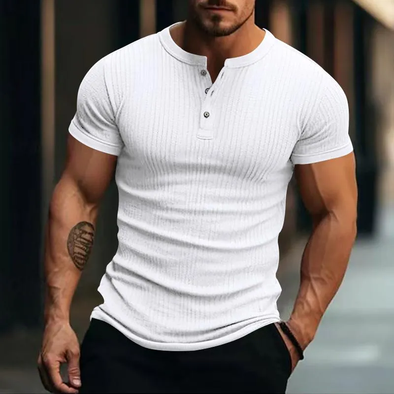 Men's Casual Stretch Knit Short Sleeve Henley T-Shirt 00095453X sold by Manly product image thumbnail 2