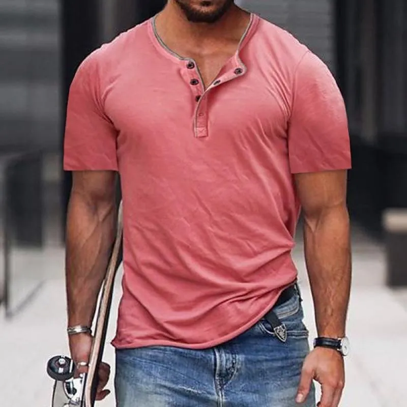 Men's Casual Cotton Blend Henley Neck Slim Fit Short Sleeve T-Shirt 03450073M sold by Manly product image thumbnail 2