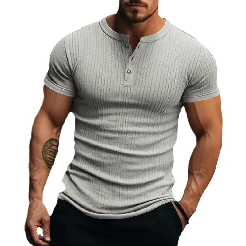 Men's Casual Stretch Knit Short Sleeve Henley T-Shirt 00095453X sold by Manly