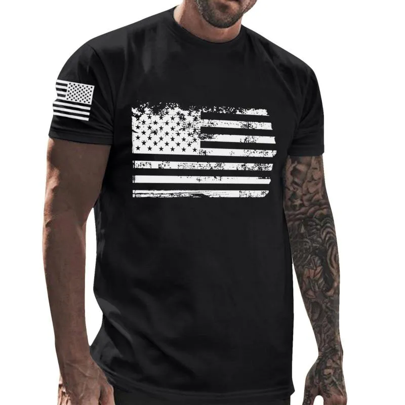Men's Independence Day American Flag Print Round Neck Short Sleeve T-shirt 29068692Z sold by Manly