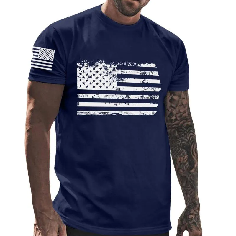 Men's Independence Day American Flag Print Round Neck Short Sleeve T-shirt 29068692Z sold by Manly product image thumbnail 4