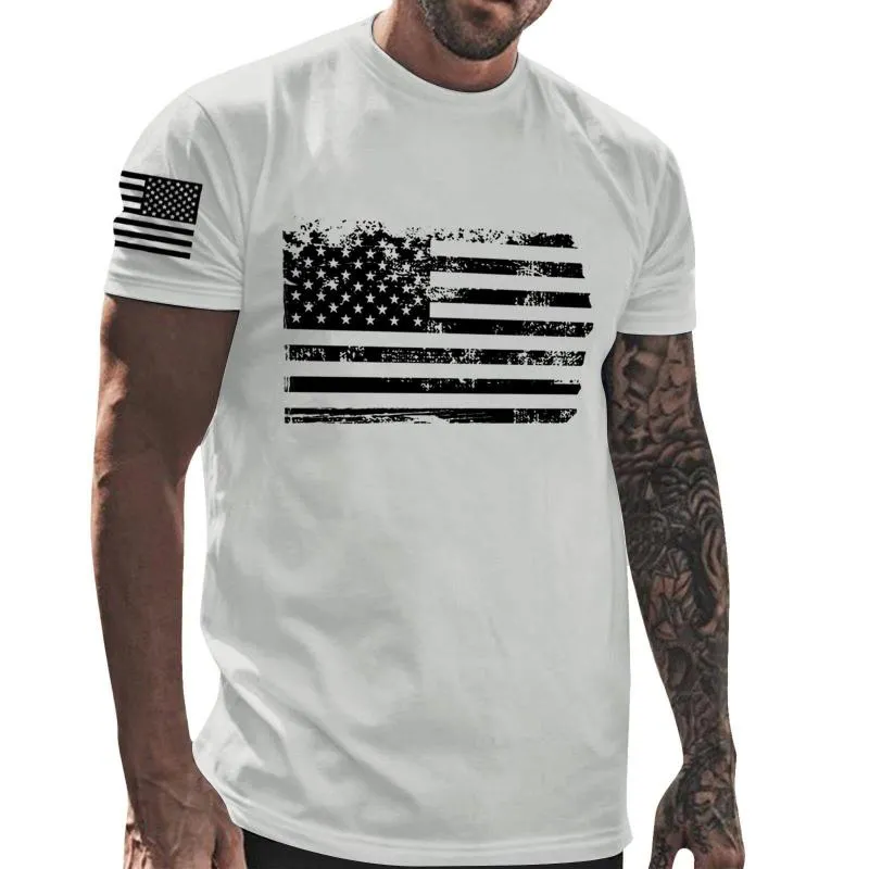 Men's Independence Day American Flag Print Round Neck Short Sleeve T-shirt 29068692Z sold by Manly product image thumbnail 3