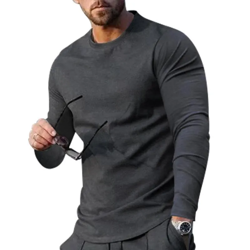 Men's Loose Fit Solid Long Sleeve T-shirt 12886243Z sold by Manly