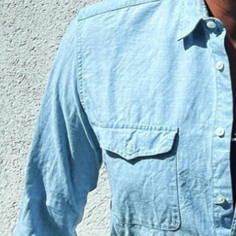 Men's Casual Retro Lapel Long Sleeve Shirt 60241806TO sold by Manly product image thumbnail 3