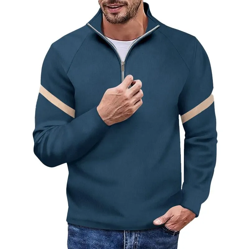 Men's Casual Stand Collar Color Block POLO Shirt 37400482X sold by Manly