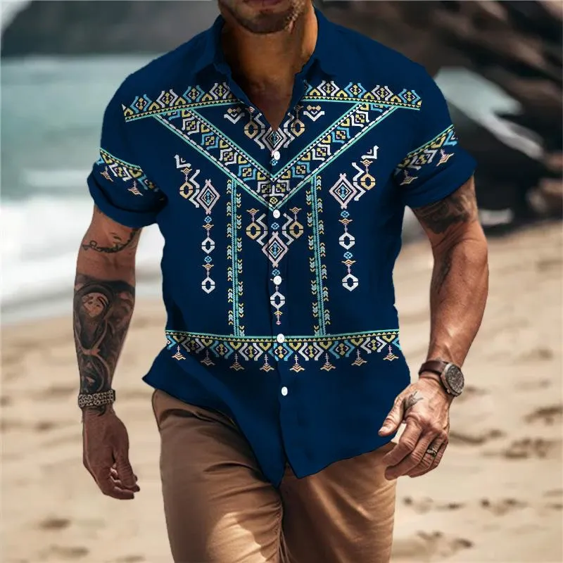 Men's Retro Palace Style Lapel Short-sleeved Shirt 35753296TO sold by Manly product image thumbnail 2