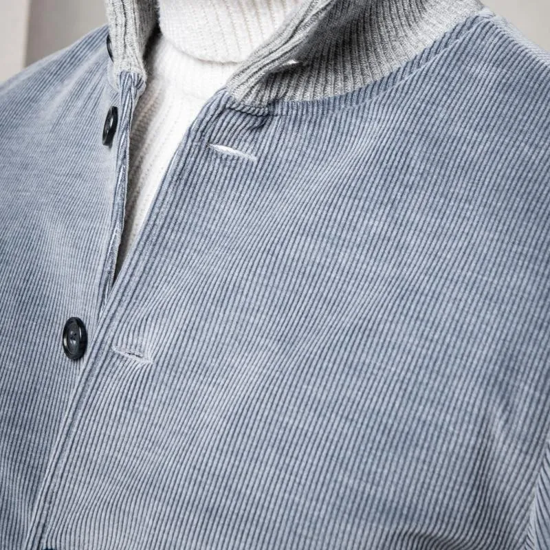 Men's Vintage Corduroy Stand Collar Single Breasted Bomber Jacket 16847823M sold by Manly product image thumbnail 4