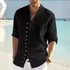 Men's Casual Stand Collar Multi-Button Long Sleeve Shirt 63278504Y sold by Manly