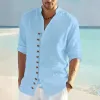 Men's Casual Stand Collar Multi-Button Long Sleeve Shirt 63278504Y sold by Manly