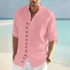 Men's Casual Stand Collar Multi-Button Long Sleeve Shirt 63278504Y sold by Manly