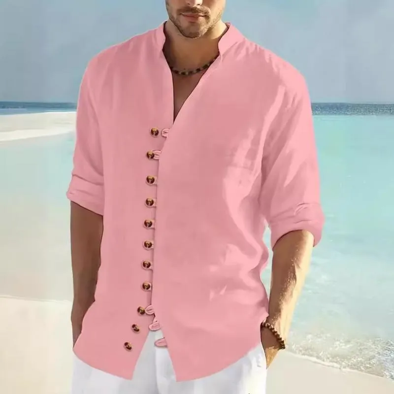 Men's Casual Stand Collar Multi-Button Long Sleeve Shirt 63278504Y sold by Manly product image thumbnail 4