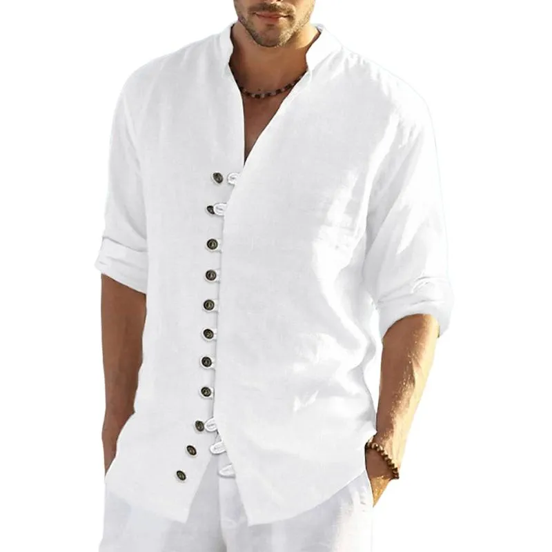 Men's Casual Stand Collar Multi-Button Long Sleeve Shirt 63278504Y sold by Manly