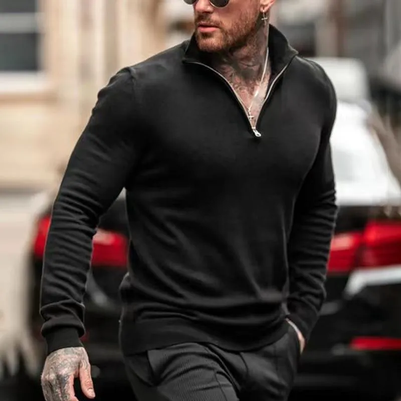 Men's Zip Stand Collar Long Sleeve Polo Shirt 48025951Z sold by Manly product image thumbnail 3