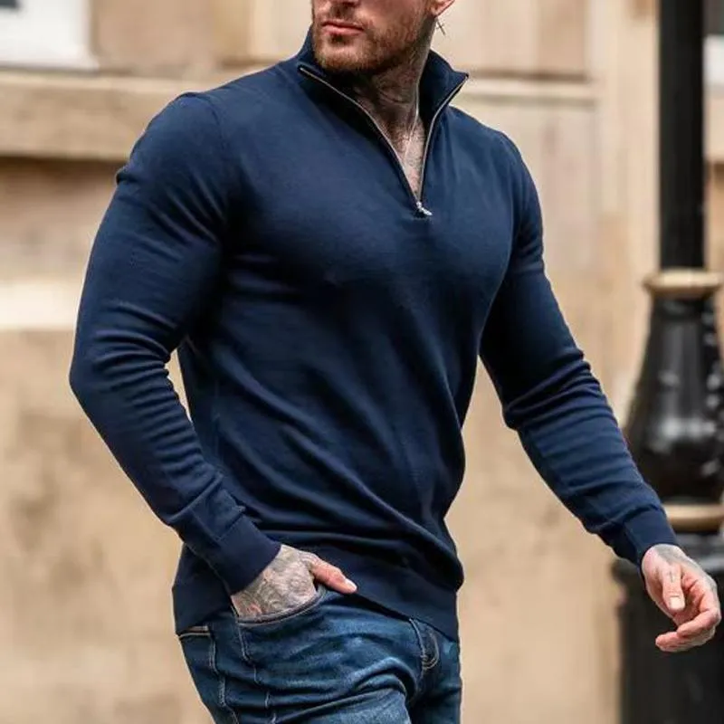 Men's Zip Stand Collar Long Sleeve Polo Shirt 48025951Z sold by Manly product image thumbnail 4