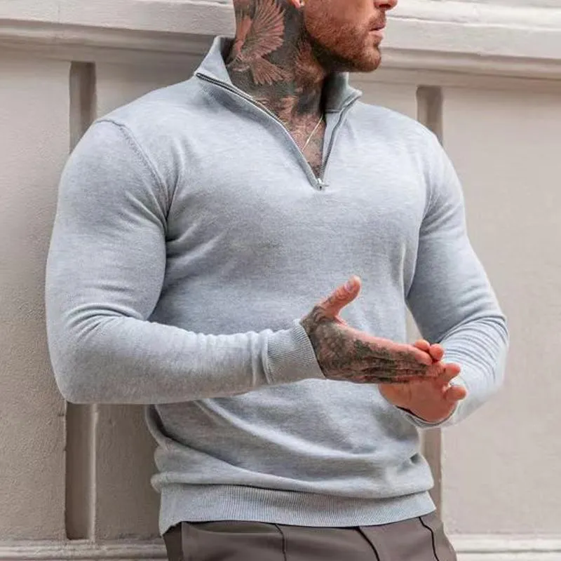 Men's Zip Stand Collar Long Sleeve Polo Shirt 48025951Z sold by Manly product image thumbnail 2