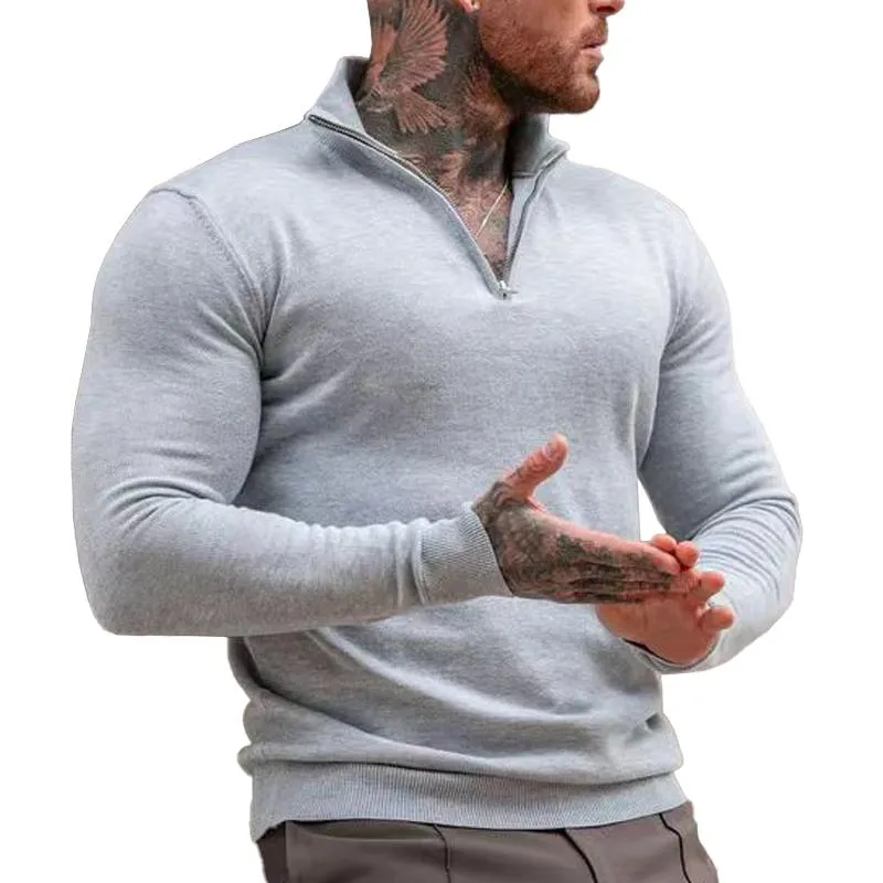 Men's Zip Stand Collar Long Sleeve Polo Shirt 48025951Z sold by Manly