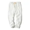 Men's Casual Cotton Linen Blended Elastic Waist Slim Fit Pants 89146512M sold by Manly