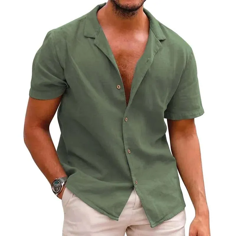 Men's Casual Solid Color Lapel Short Sleeve Shirt 88285846M sold by Manly product image thumbnail 4