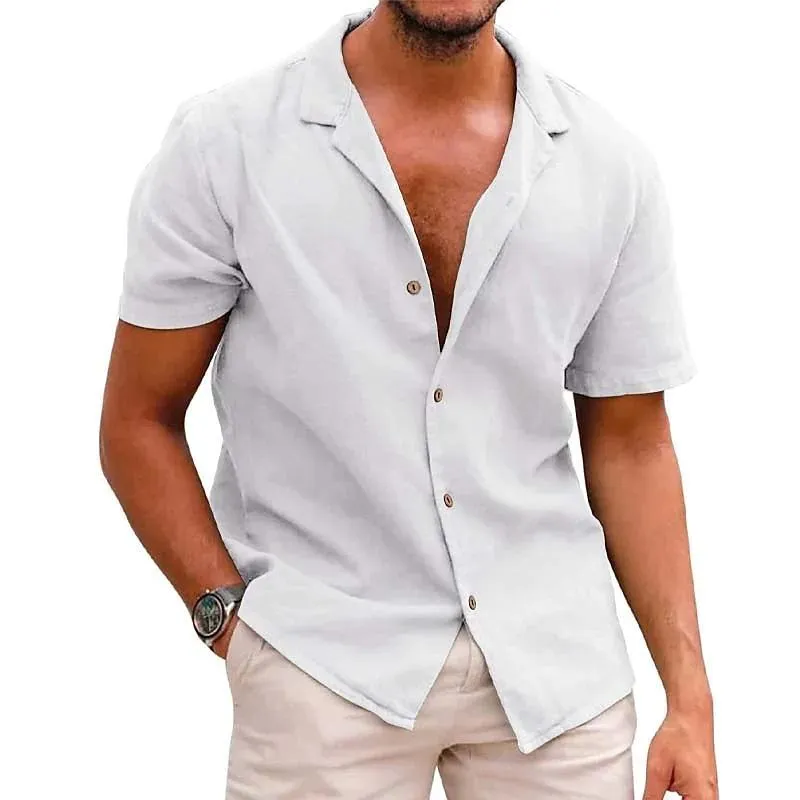 Men's Casual Solid Color Lapel Short Sleeve Shirt 88285846M sold by Manly product image thumbnail 2