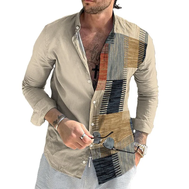 Men's Casual Ethnic Style Stand Collar Shirt 11399979TO sold by Manly
